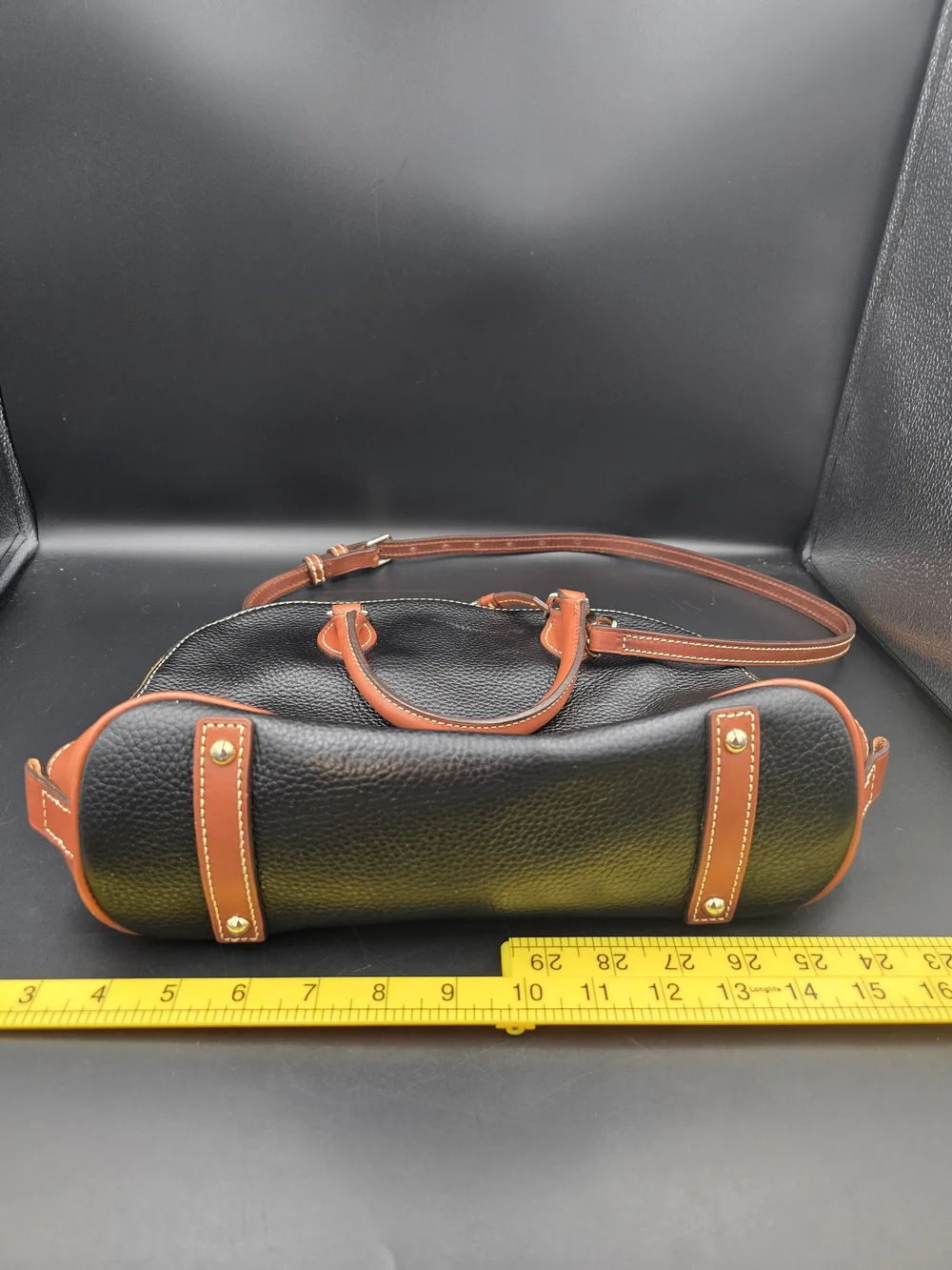 Dooney & Bourke Black and Brown Pebble Leather Satchel